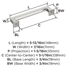 128mm Lintel Cabinet Pull, Satin Nickel Alt 1 - Image