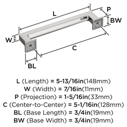 128mm Lintel Cabinet Pull, Polished Nickel Alt 1 - Image