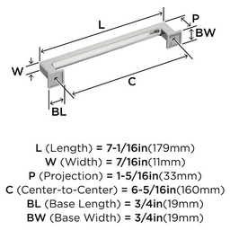 160mm Lintel Cabinet Pull, Satin Nickel Alt 1 - Image