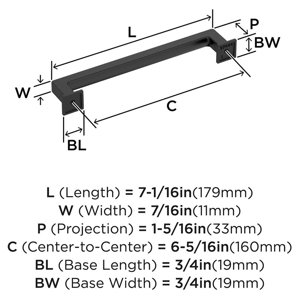 160mm Lintel Cabinet Pull, Matte Black Alt 1 - Image