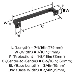 160mm Lintel Cabinet Pull, Matte Black Alt 1 - Image