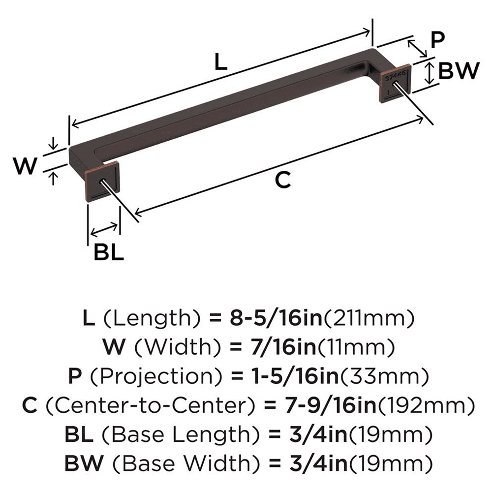 192mm Lintel Cabinet Pull, Oil-Rubbed Bronze Alt 1 - Image