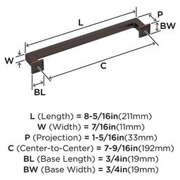 192mm Lintel Cabinet Pull, Oil-Rubbed Bronze Alt 1 - Image