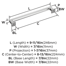 224mm Lintel Cabinet Pull, Polished Chrome Alt 1 - Image
