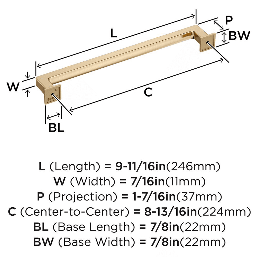 224mm Lintel Cabinet Pull, Golden Champagne Alt 1 - Image
