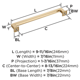 224mm Lintel Cabinet Pull, Golden Champagne Alt 1 - Image