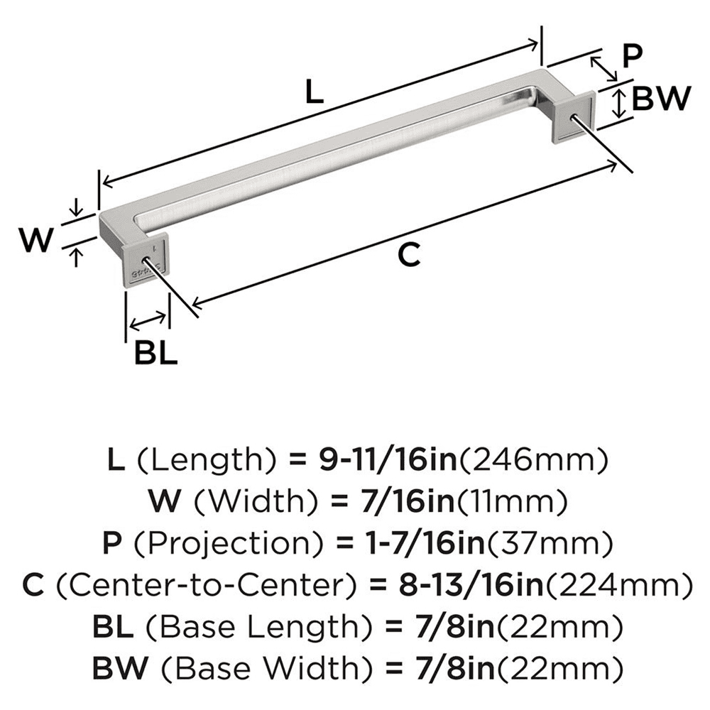 224mm Lintel Cabinet Pull, Satin Nickel Alt 1 - Image