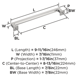 224mm Lintel Cabinet Pull, Satin Nickel Alt 1 - Image
