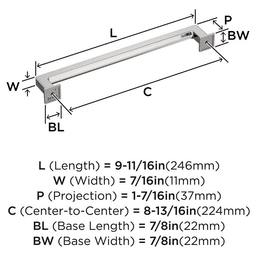 224mm Lintel Cabinet Pull, Polished Nickel Alt 1 - Image