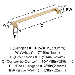256mm Lintel Cabinet Pull, Golden Champagne Alt 1 - Image