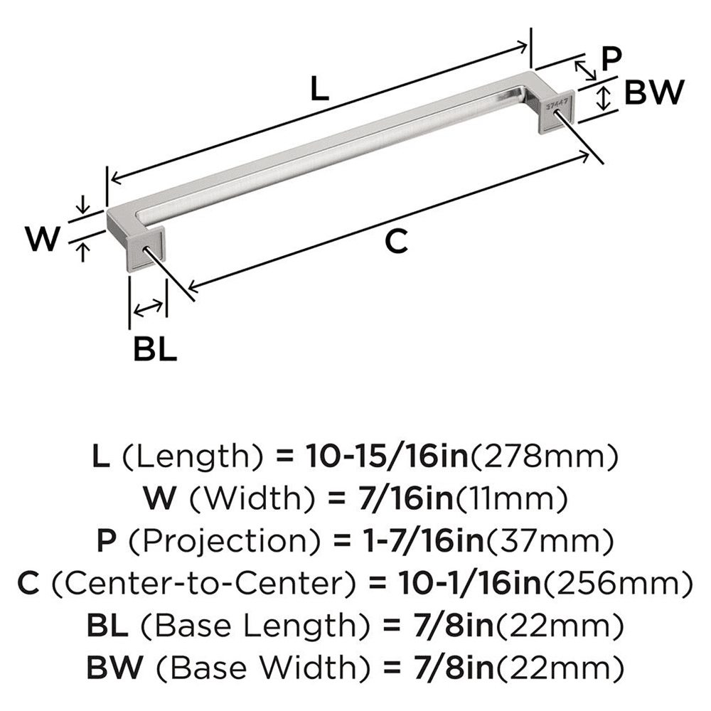 256mm Lintel Cabinet Pull, Satin Nickel Alt 1 - Image