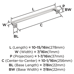 256mm Lintel Cabinet Pull, Satin Nickel Alt 1 - Image
