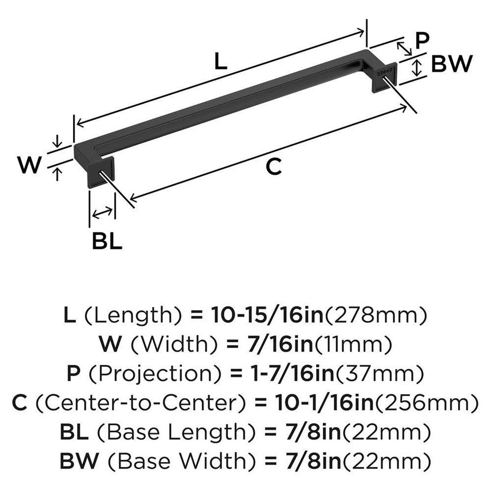 256mm Lintel Cabinet Pull, Matte Black Alt 1 - Image