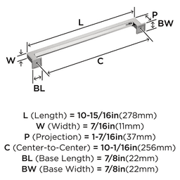 256mm Lintel Cabinet Pull, Polished Nickel Alt 1 - Image