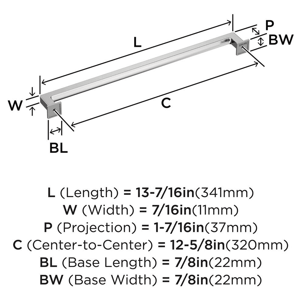 320mm Lintel Cabinet Pull, Polished Chrome Alt 1 - Image