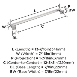320mm Lintel Cabinet Pull, Satin Nickel Alt 1 - Image