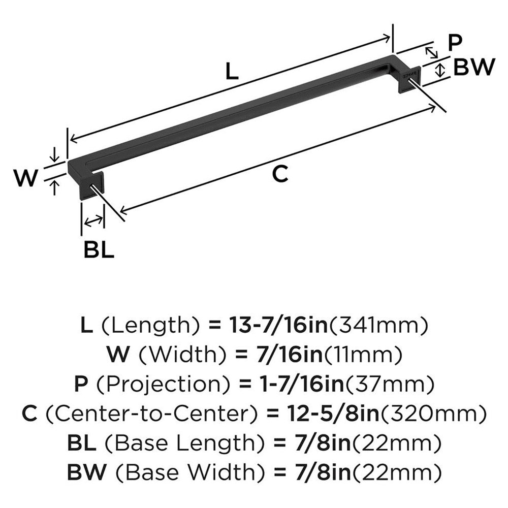 320mm Lintel Cabinet Pull, Matte Black Alt 1 - Image