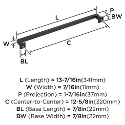 320mm Lintel Cabinet Pull, Matte Black Alt 1 - Image
