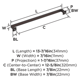 320mm Lintel Cabinet Pull, Oil-Rubbed Bronze Alt 1 - Image