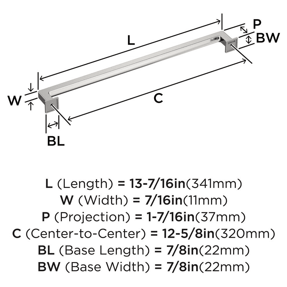 320mm Lintel Cabinet Pull, Polished Nickel Alt 1 - Image