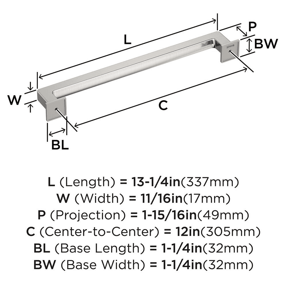 305mm Lintel Appliance Pull, Satin Nickel Alt 1 - Image