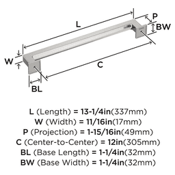 305mm Lintel Appliance Pull, Satin Nickel Alt 1 - Image