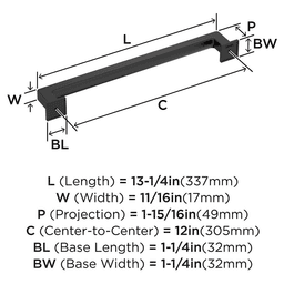 305mm Lintel Appliance Pull, Matte Black Alt 1 - Image