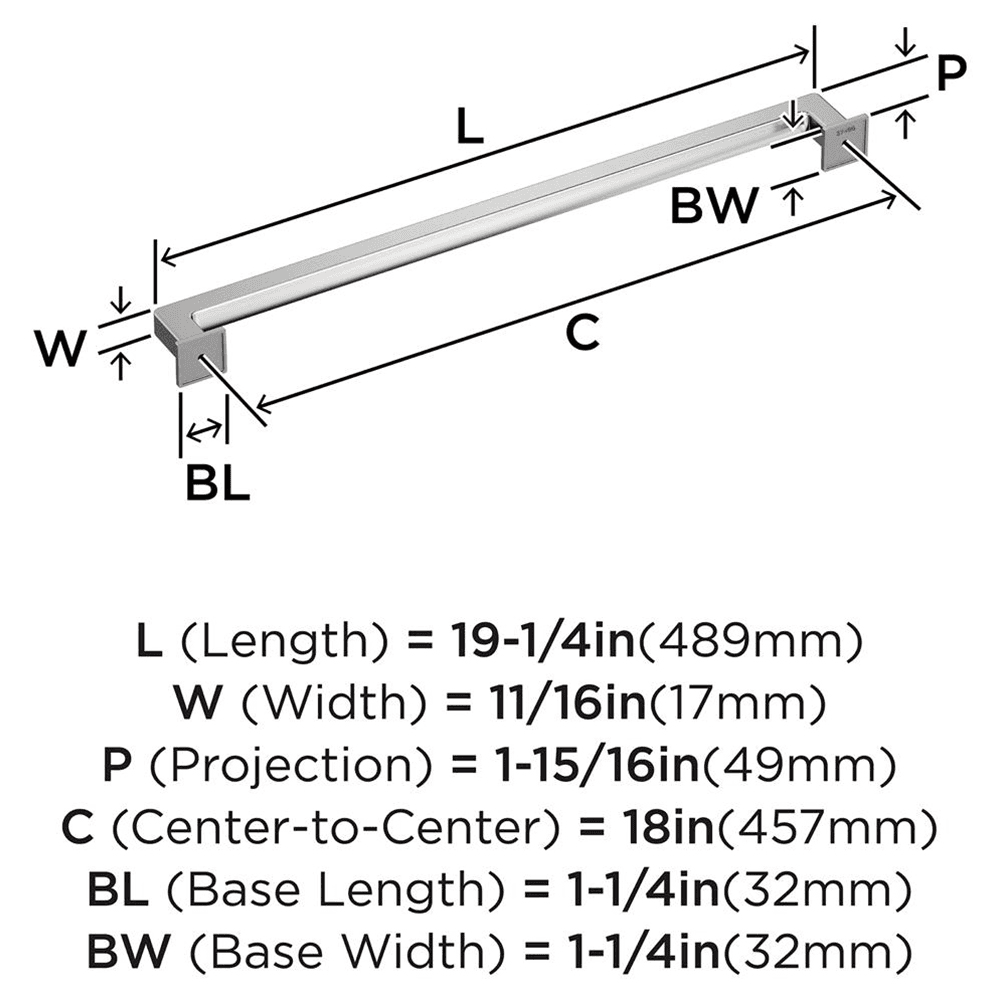 457mm Lintel Appliance Pull, Polished Chrome Alt 1 - Image