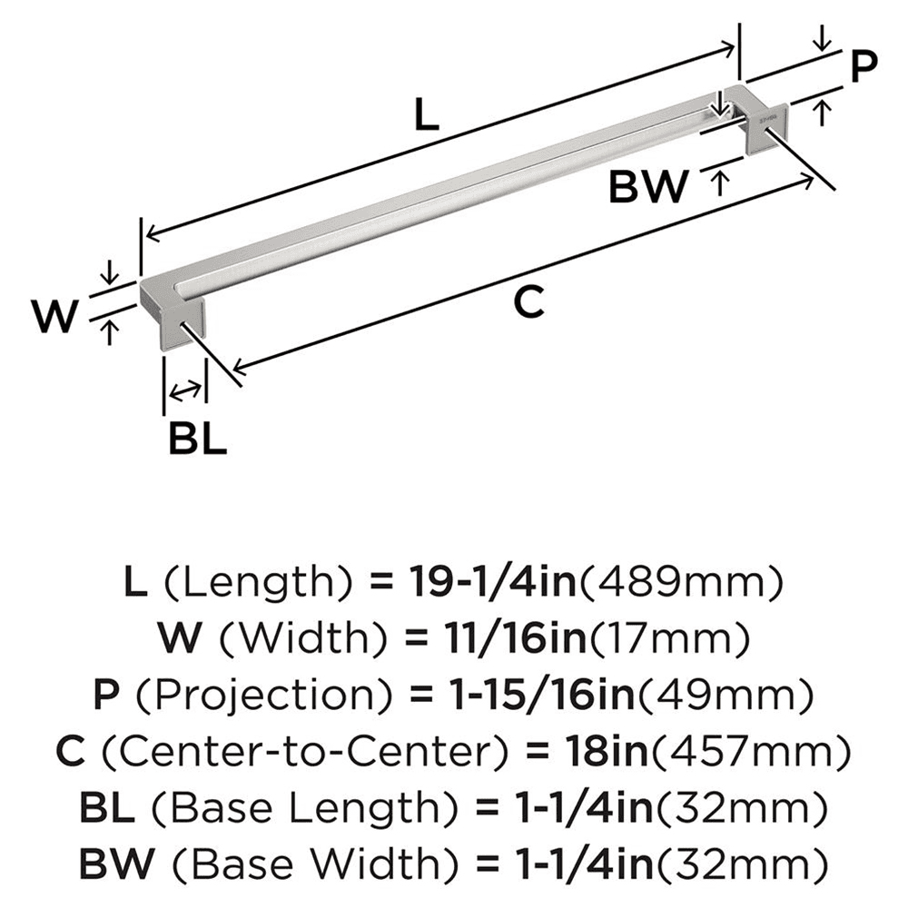 457mm Lintel Appliance Pull, Satin Nickel Alt 1 - Image