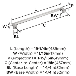 457mm Lintel Appliance Pull, Satin Nickel Alt 1 - Image