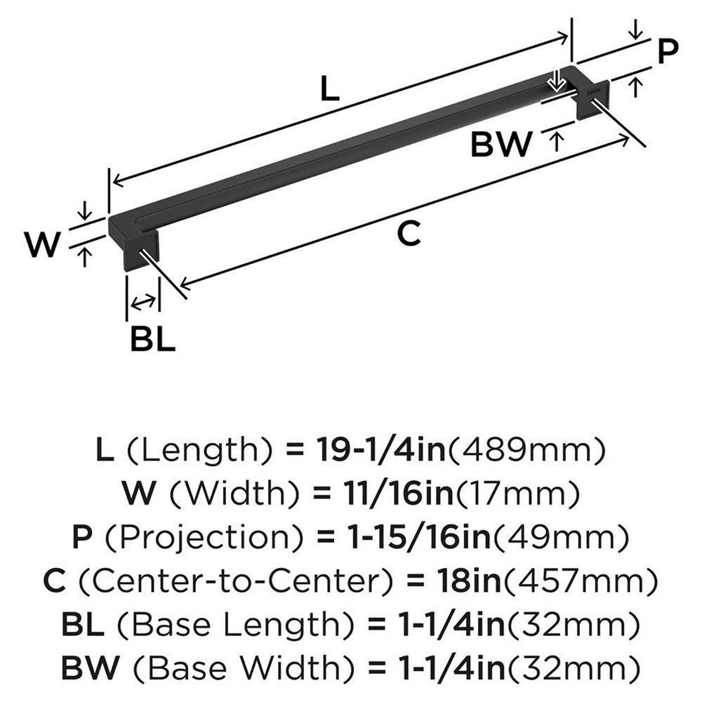 457mm Lintel Appliance Pull, Matte Black Alt 1 - Image