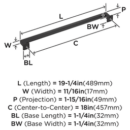 457mm Lintel Appliance Pull, Matte Black Alt 1 - Image