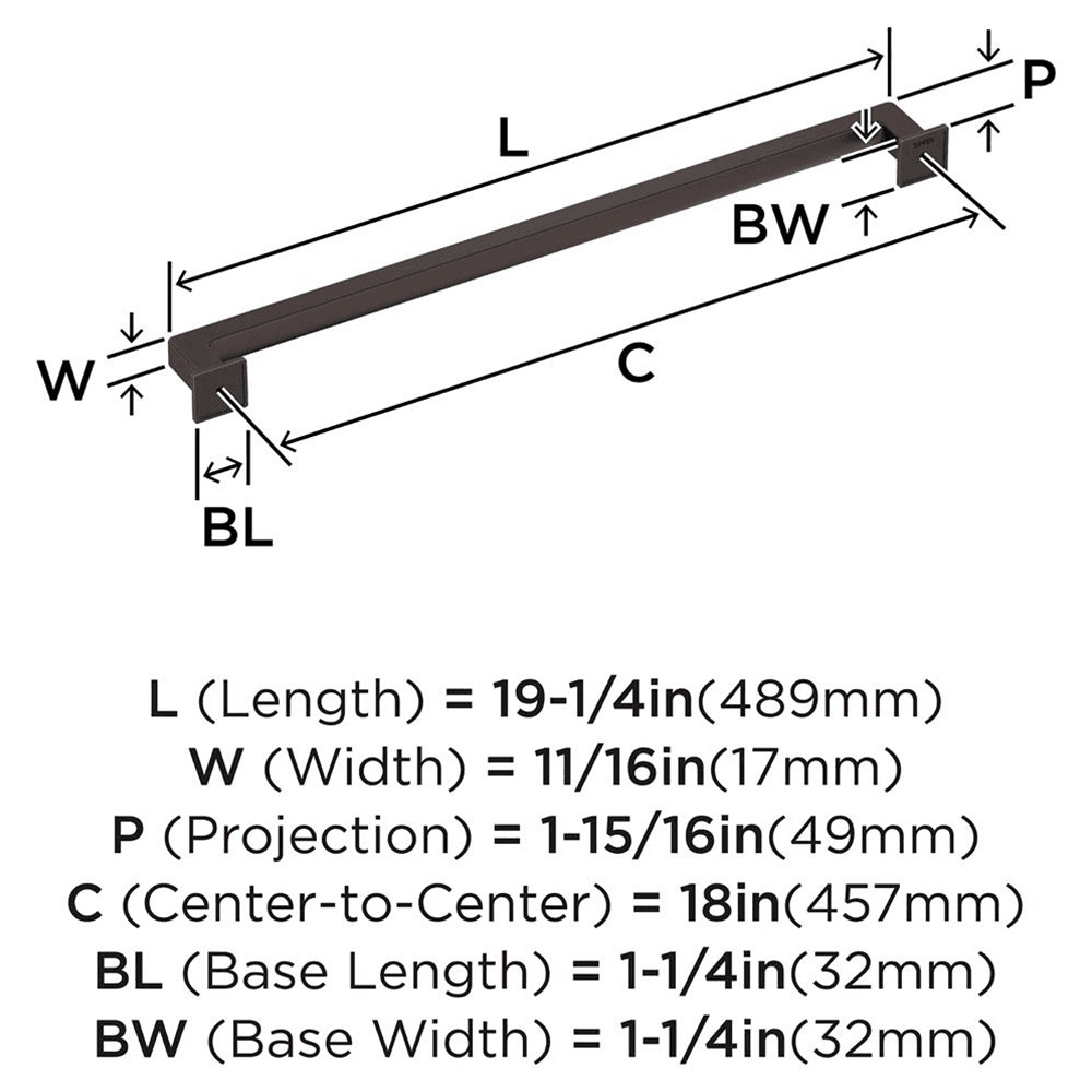 457mm Lintel Appliance Pull, Oil-Rubbed Bronze Alt 1 - Image