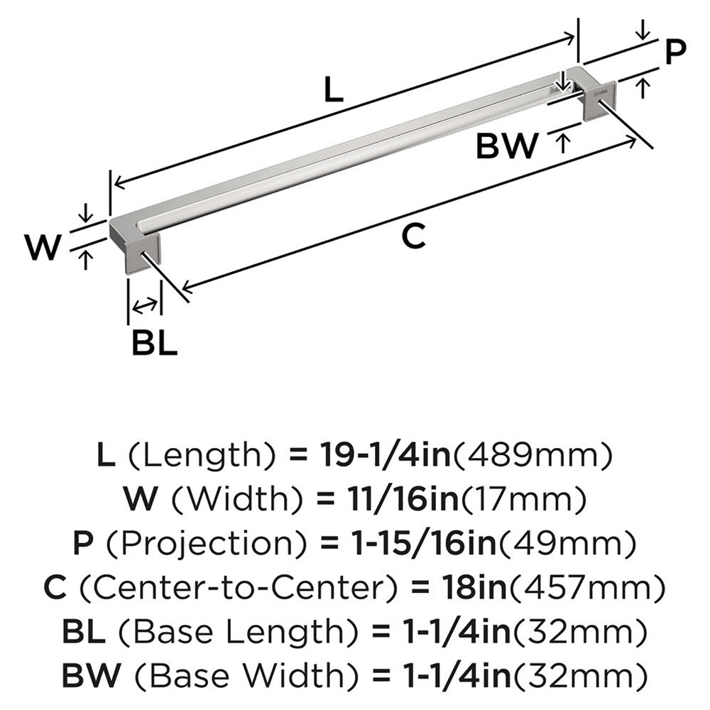 457mm Lintel Appliance Pull, Polished Nickel Alt 1 - Image
