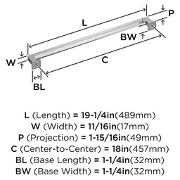 457mm Lintel Appliance Pull, Polished Nickel Alt 1 - Image