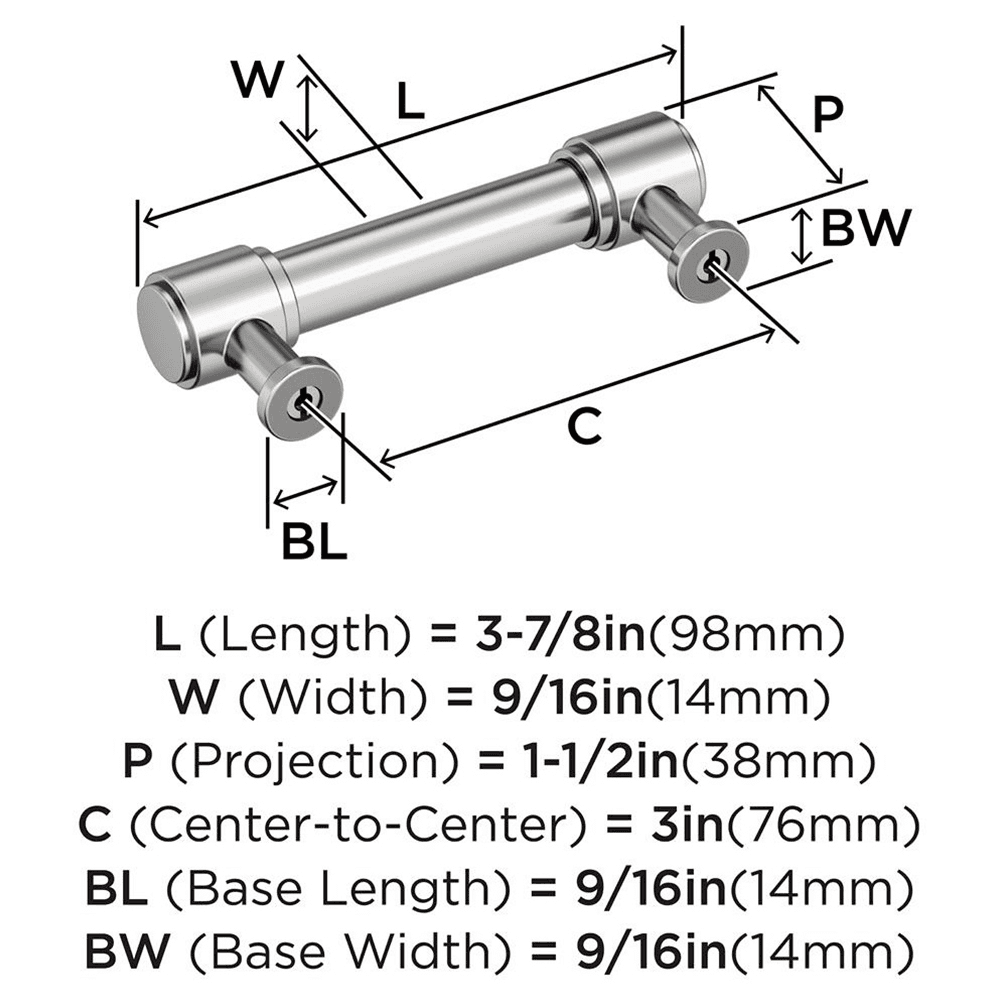 76mm Faircrest Cabinet Pull, Polished Chrome Alt 1 - Image
