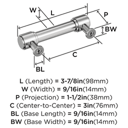 76mm Faircrest Cabinet Pull, Polished Chrome Alt 1 - Image