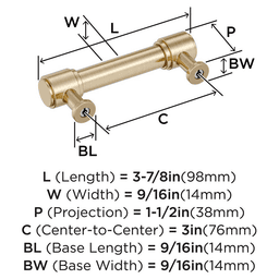 76mm Faircrest Cabinet Pull, Golden Champagne Alt 1 - Image