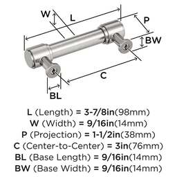 76mm Faircrest Cabinet Pull, Satin Nickel Alt 1 - Image