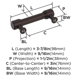 76mm Faircrest Cabinet Pull, Oil-Rubbed Bronze Alt 1 - Image