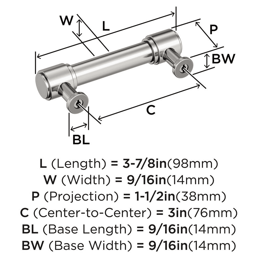 76mm Faircrest Cabinet Pull, Polished Nickel Alt 1 - Image