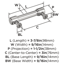 76mm Faircrest Cabinet Pull, Polished Nickel Alt 1 - Image