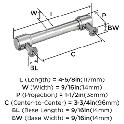 96mm Faircrest Cabinet Pull, Polished Chrome Alt 1 - Image