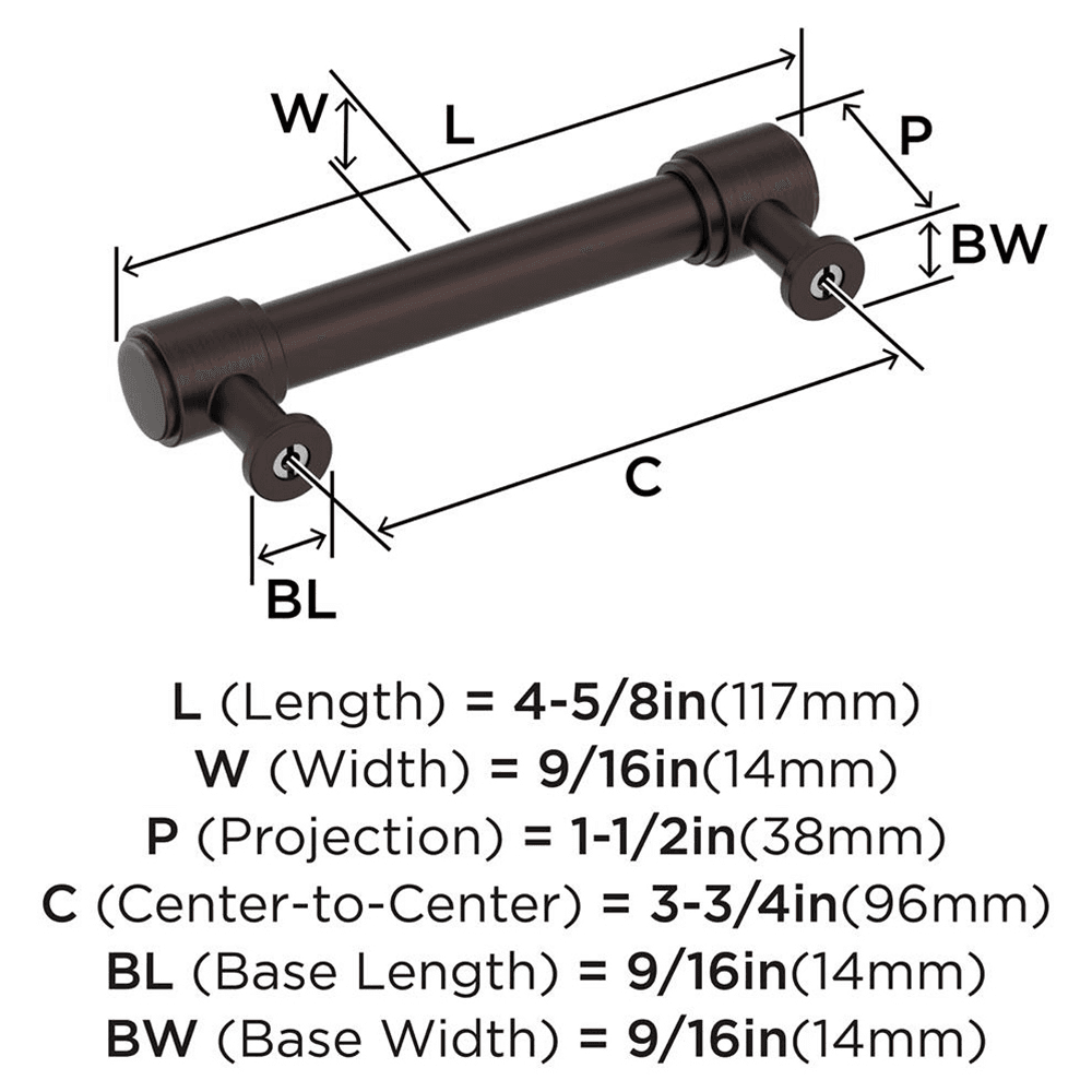 96mm Faircrest Cabinet Pull, Oil-Rubbed Bronze Alt 1 - Image
