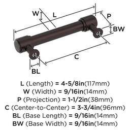 96mm Faircrest Cabinet Pull, Oil-Rubbed Bronze Alt 1 - Image