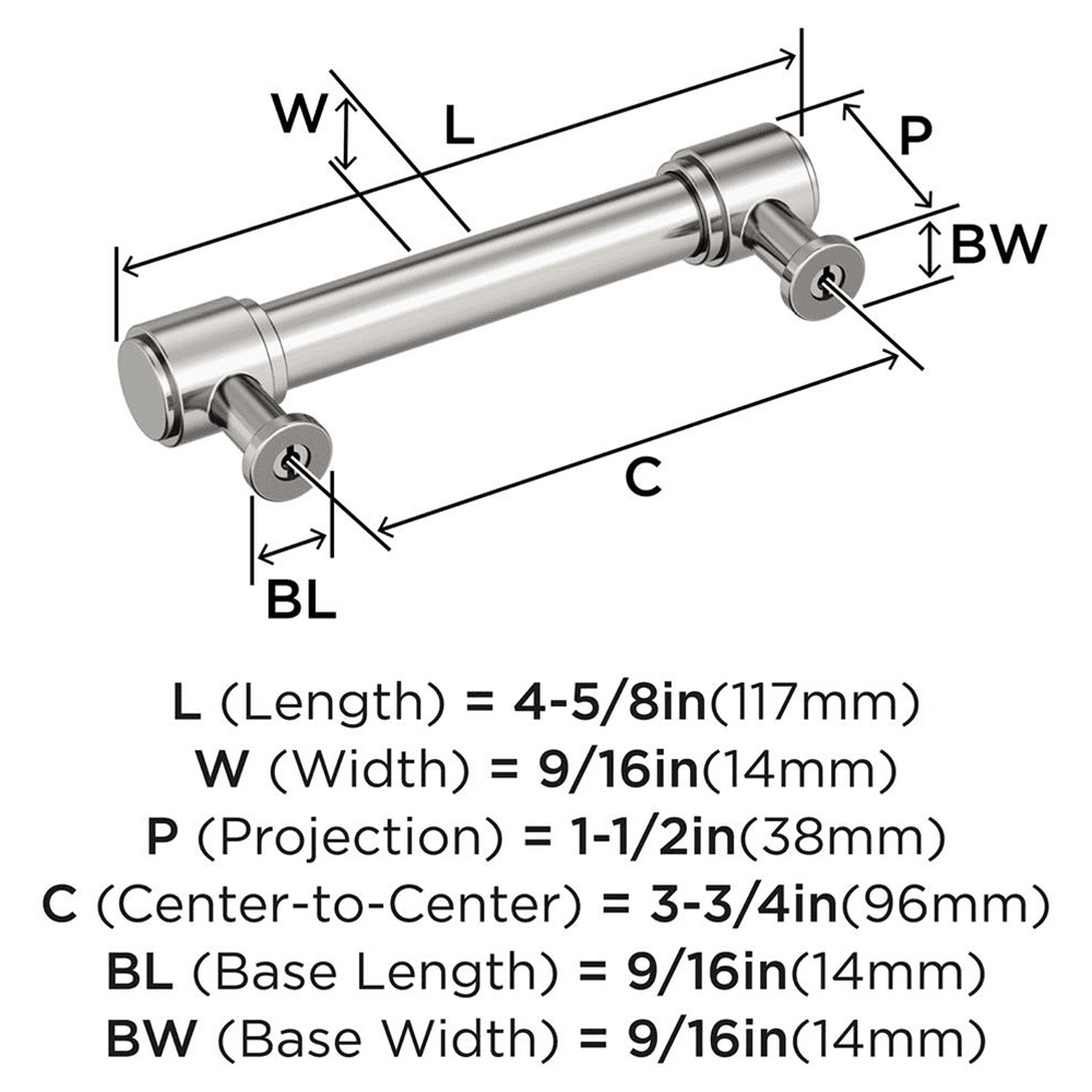 96mm Faircrest Cabinet Pull, Polished Nickel Alt 1 - Image