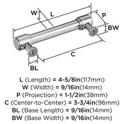 96mm Faircrest Cabinet Pull, Polished Nickel Alt 1 - Image