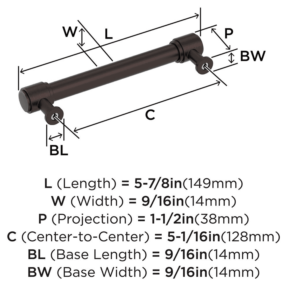 128mm Faircrest Cabinet Pull, Oil-Rubbed Bronze Alt 1 - Image