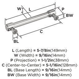 128mm Faircrest Cabinet Pull, Polished Nickel Alt 1 - Image
