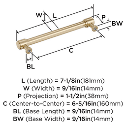 160mm Faircrest Cabinet Pull, Golden Champagne Alt 1 - Image